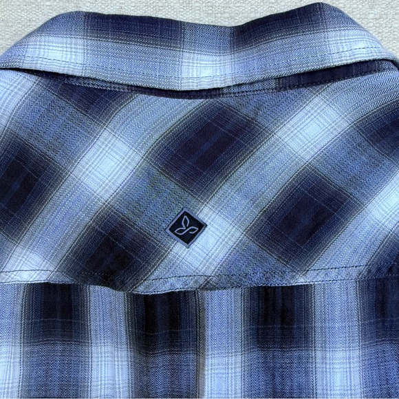 Prana Asylum Checkered Flannel Thermal Long Sleeve Shirt Black White Work XL - Picture 11 of 13